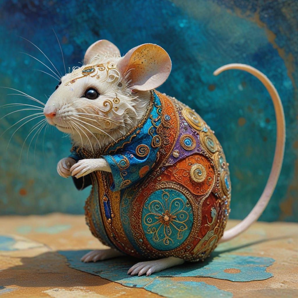 Ethereal Mouse Portrait in Mixed Media