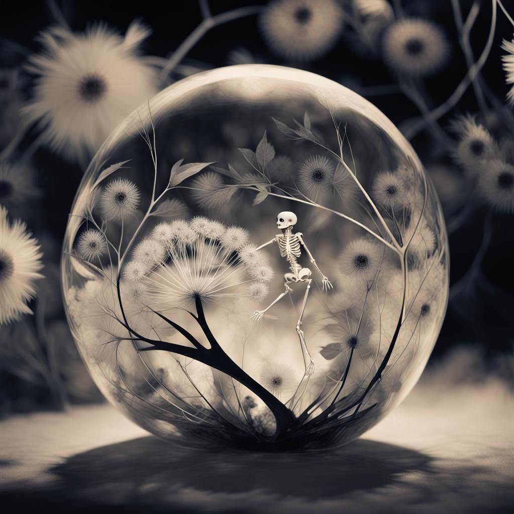 Surreal La Catrina Photogram in Dreamscape Style