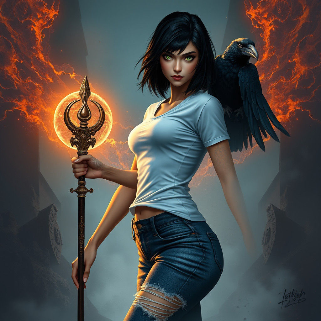 Woman Battles Mirror Image in Mystical Realm