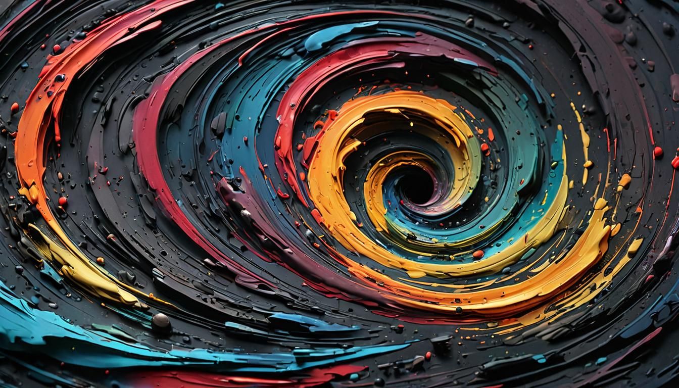Abstract Expressionism: Swirling Colors in Dark Void