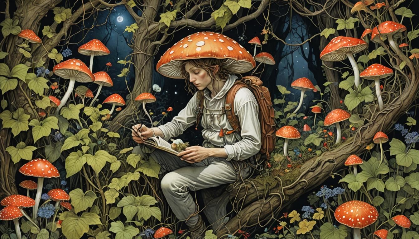 Enchanting Coma Patient in Iridescent Coloring Book Illustra...