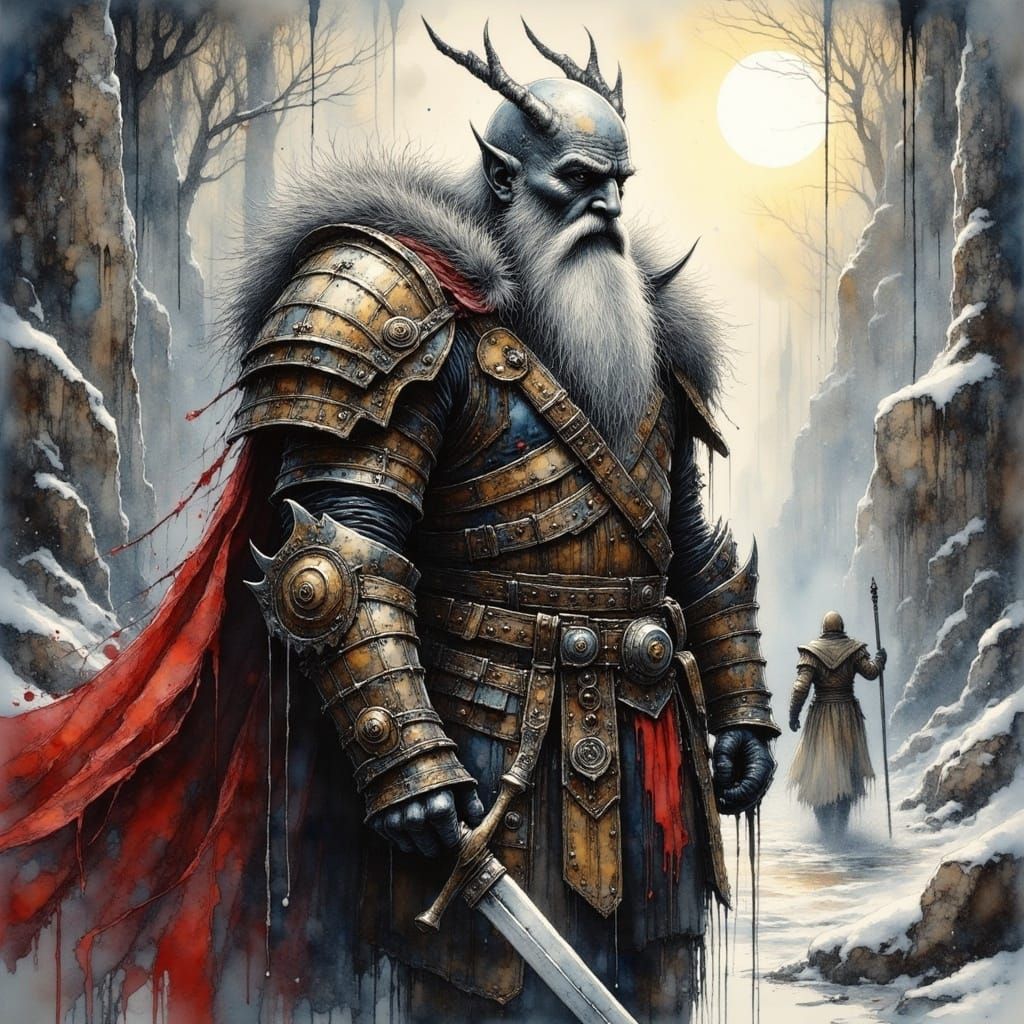 Cyberpunk Warrior King in Viking Armor