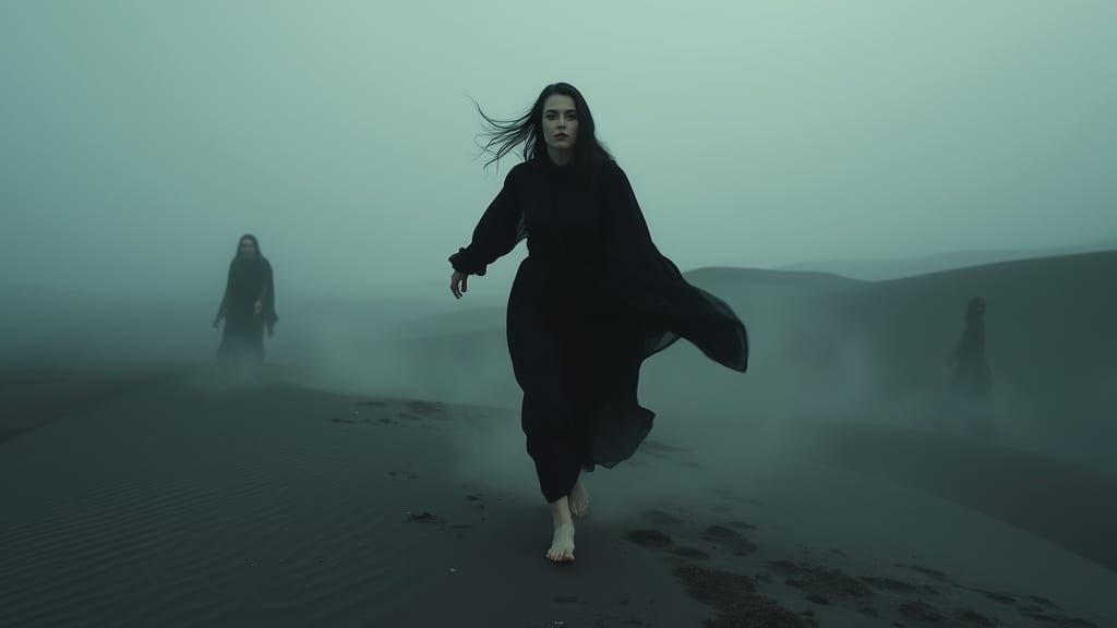 Desert Goddess Haunted by Dark Spirits in a Cinematic Nightm...