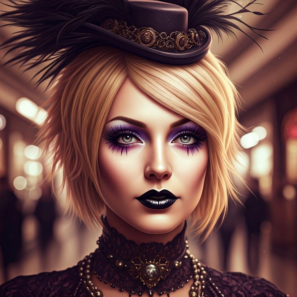 Glamorous Steampunk Goddess in Pastel Purple Makeup