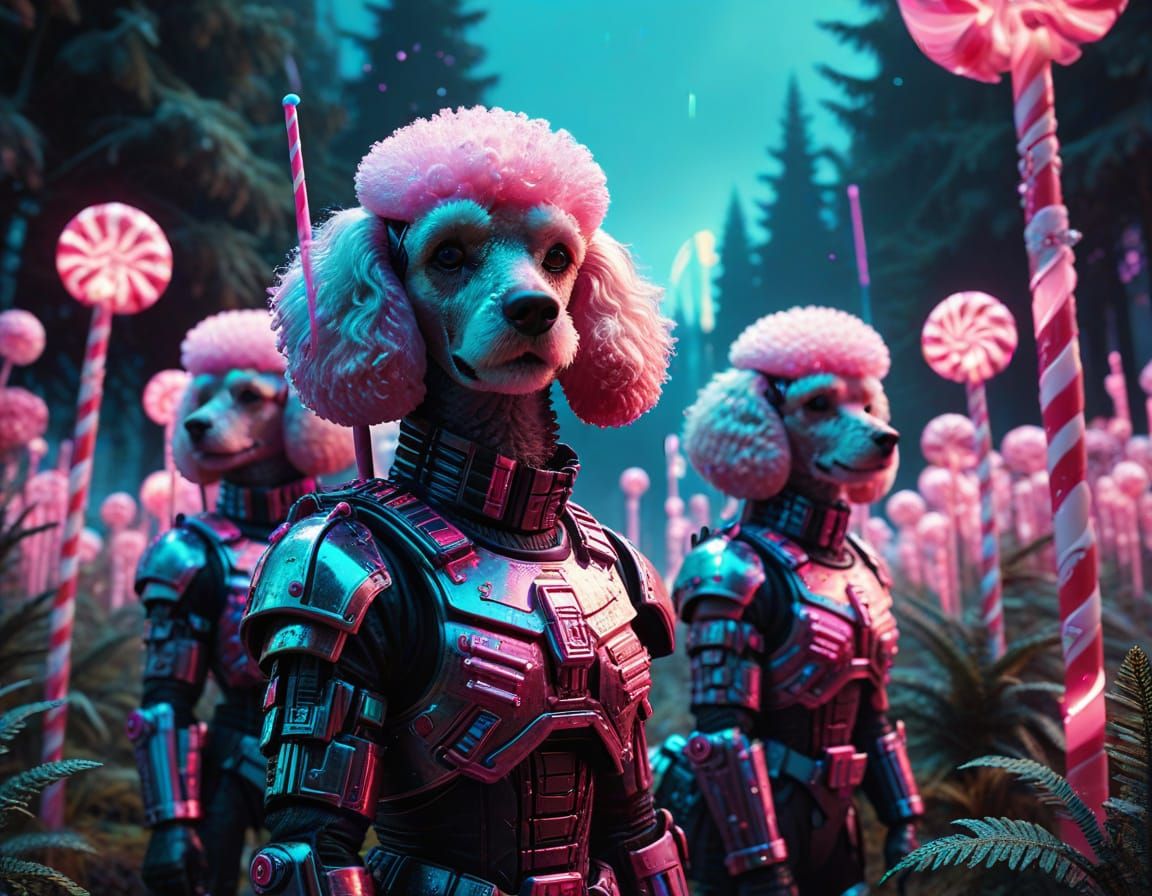 Cyberpunk Poodle Commando Squad Infiltrates Candyland