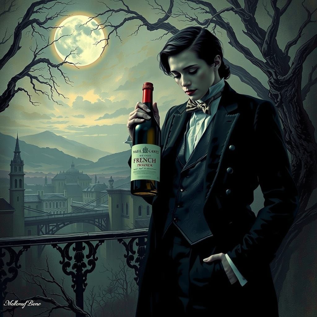 Victorian Figure with Wine in Gothic Fantasy Art