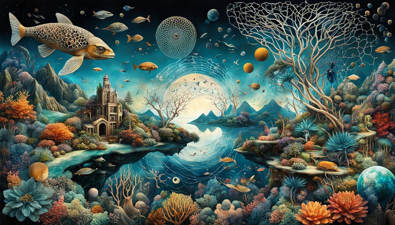 Surreal Bio Art Collage: Diving into Sound of Creation