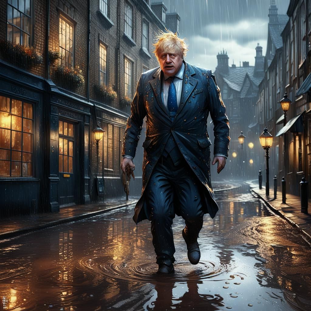 Boris Johnson in Torrential Rain: Fantasy Concept Art
