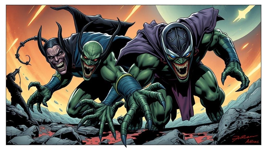 Super Villains in Comic Book Art Style