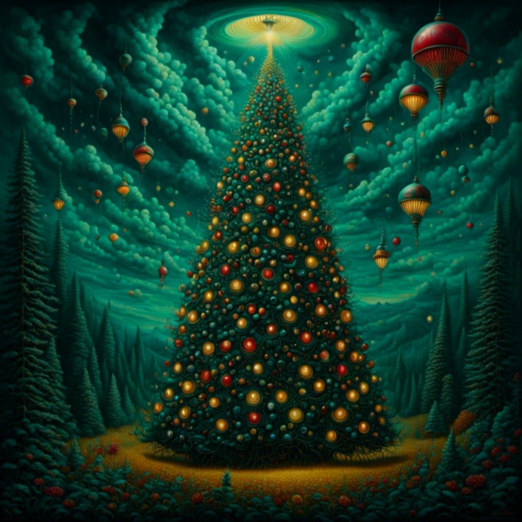 Playfully Surreal Christmas Tree's Existential Dread