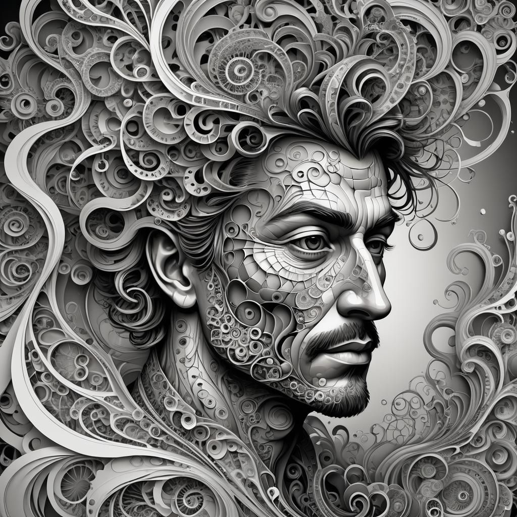 Abstract Dream Crafter Man in Fractal Vector Style