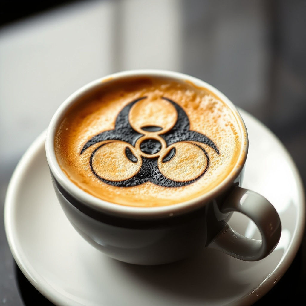 Biohazard Symbol in Coffee Froth