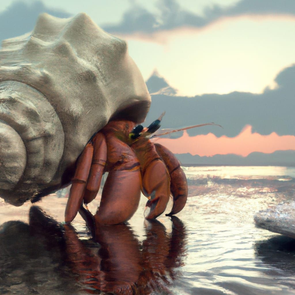 Hermit Crab on the Beach in 3D