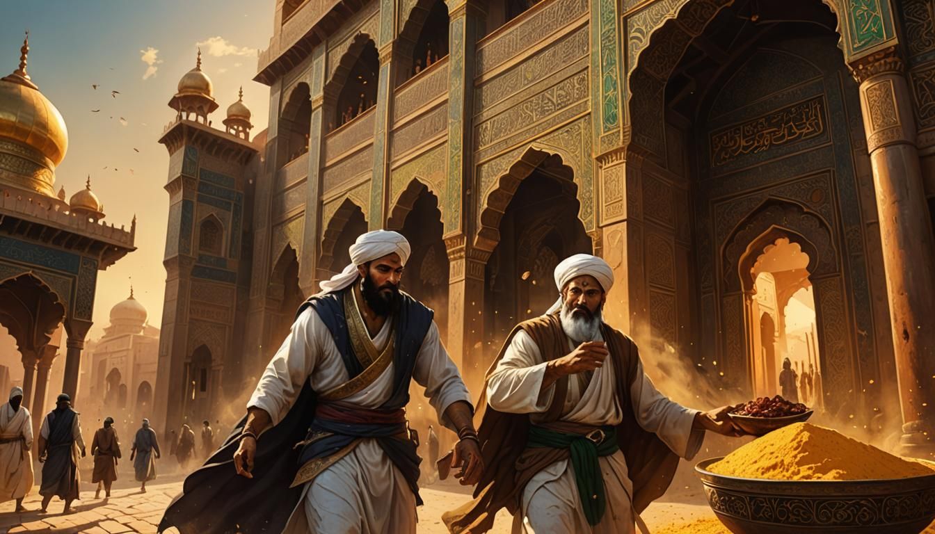 Noble Leader Carrying Provisions in Golden Light