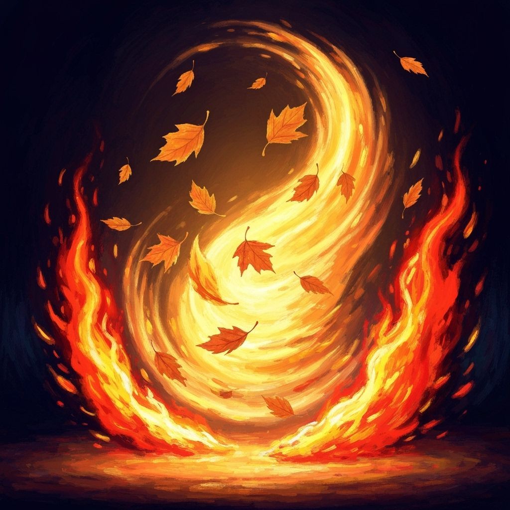 Whirling Autumn Leaves in Impressionist Style