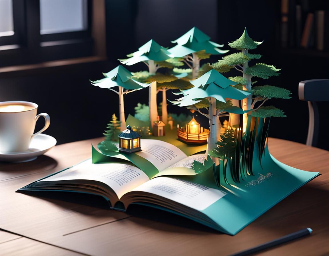 Enchanting 3D Pop-Up Fairytale Book in Anime Style