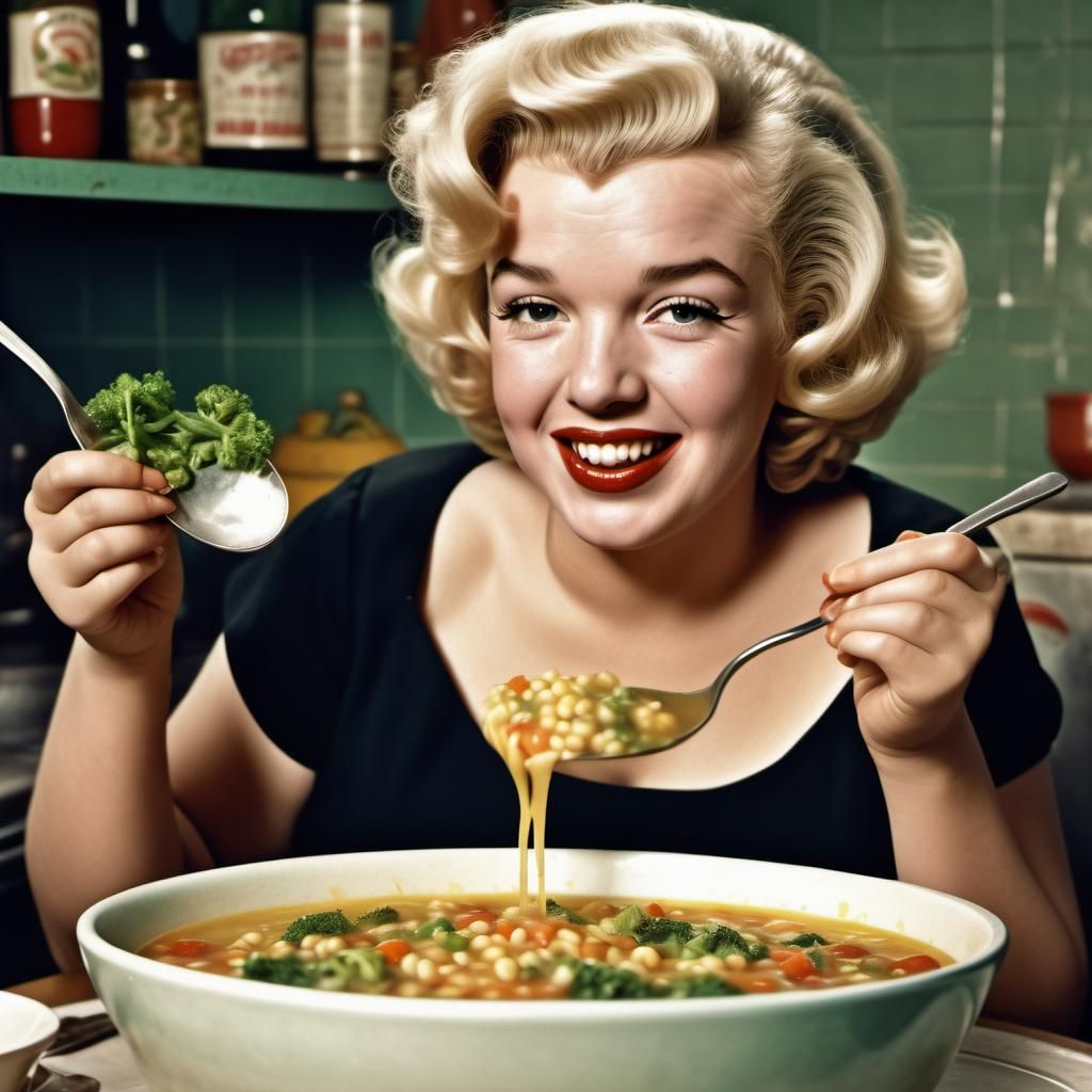Obese Marilyn Monroe in 1950s Pin-Up Style