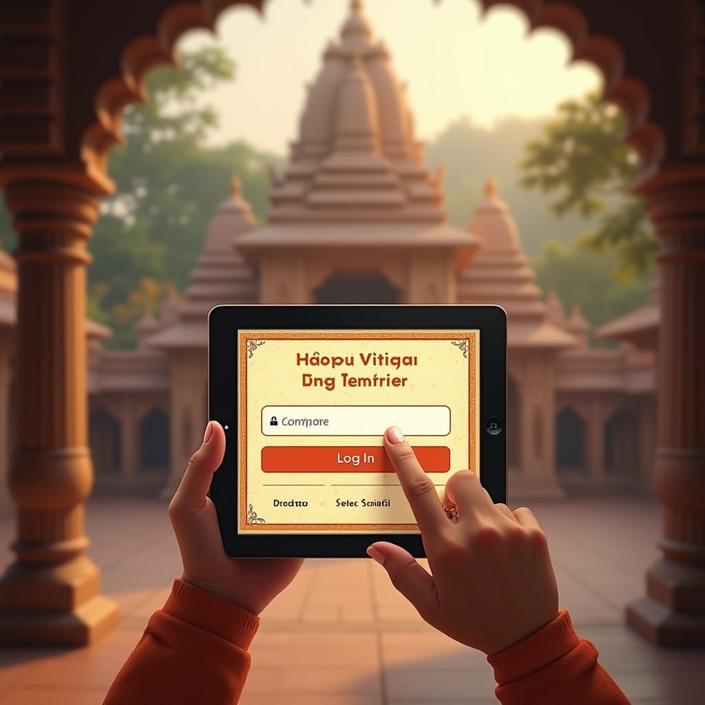 Hindu Temple Digital Experience in Modern Indian Aesthetic