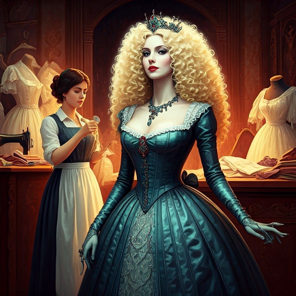 Arrogant Princess Shopping for Dresses: Watercolour Oil Pain...