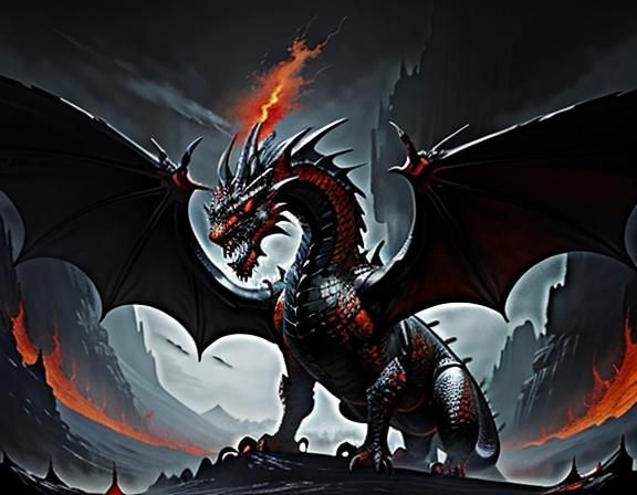 Fiery Dragon in Dynamic Fantasy Art Style