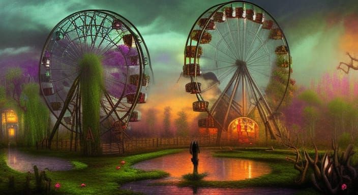 Creepy Voodoo Witch in Gothic Theme Park