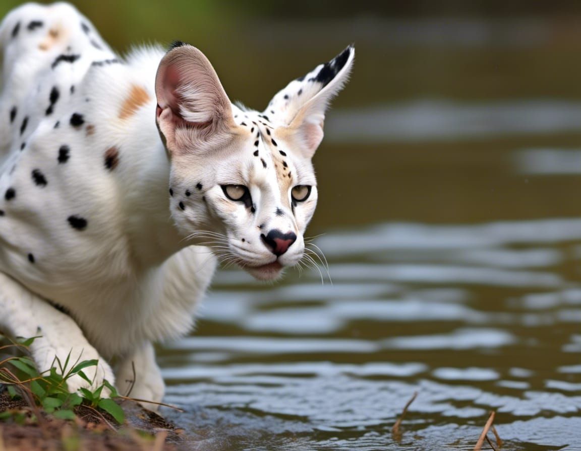 Serval – Leucistic Serval (white Serval) in the African Wilderness 09 – 4:3 Format