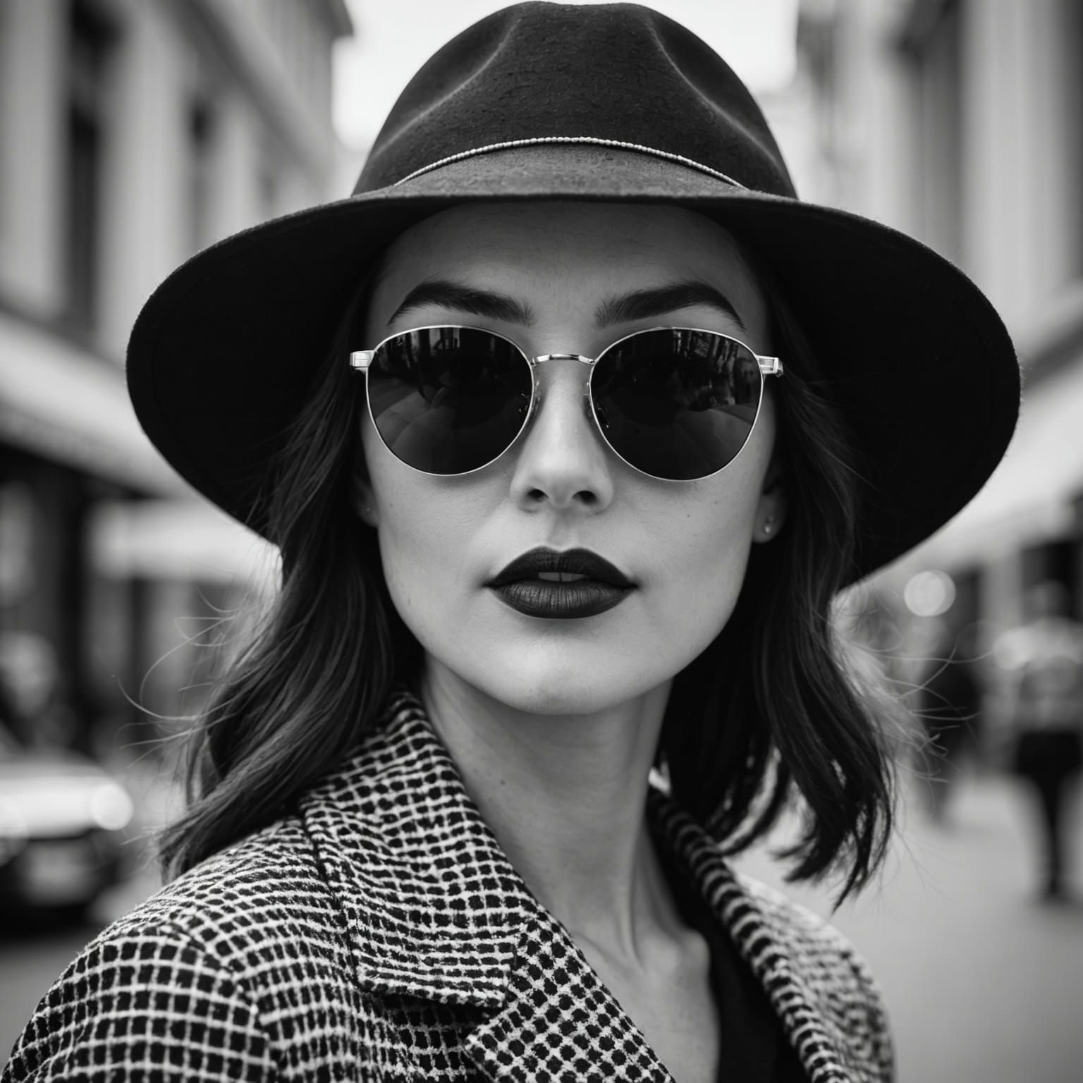 Woman in Sunglasses: Bold Black and White Fashion