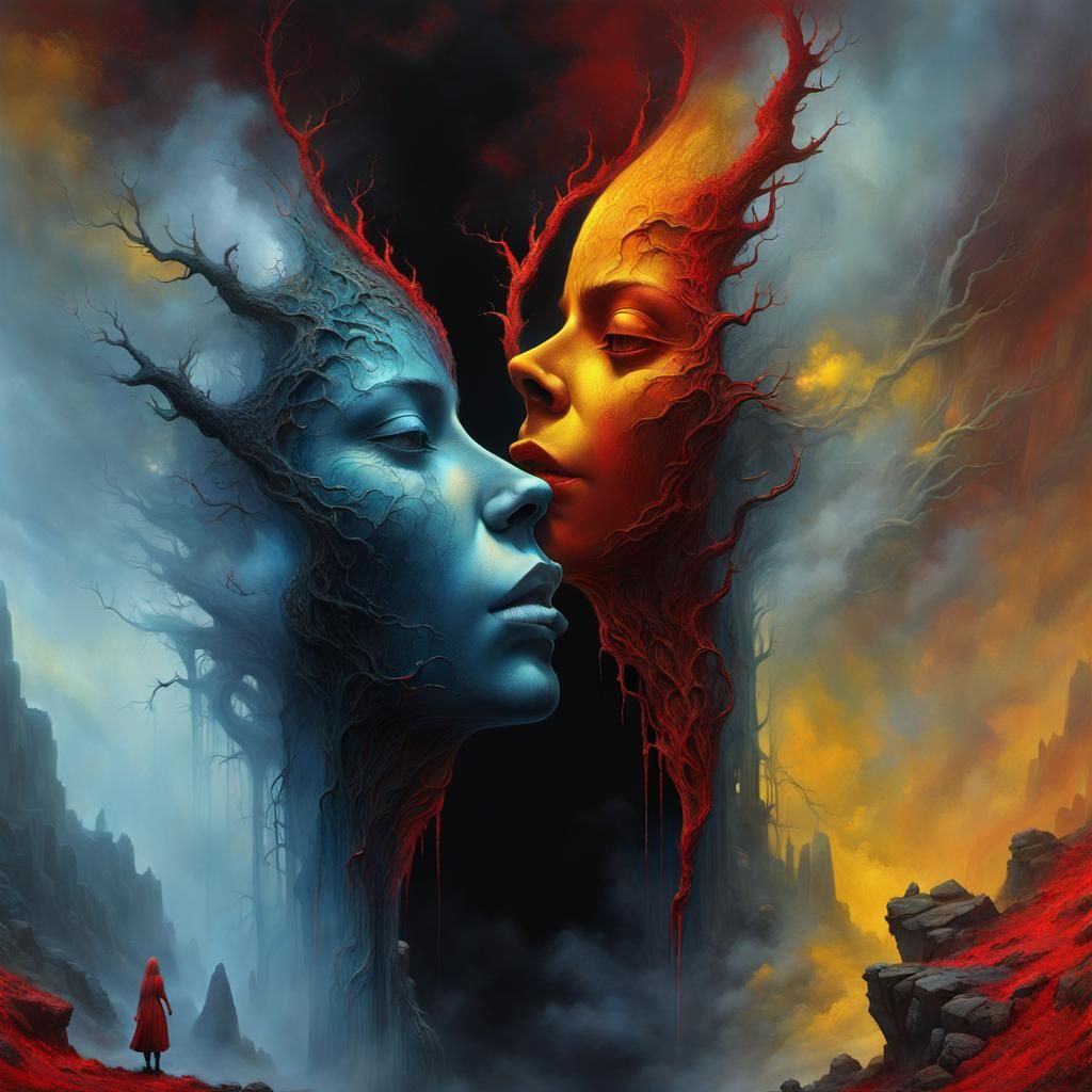 Dark Abyss: Dancing Spirits in Surreal Style