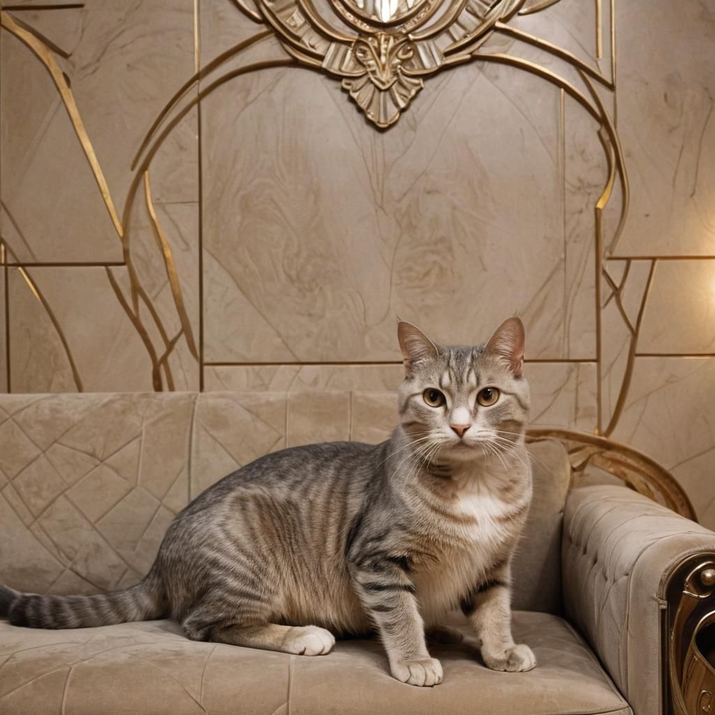 Art Deco Cat Couch in Luxurious Room