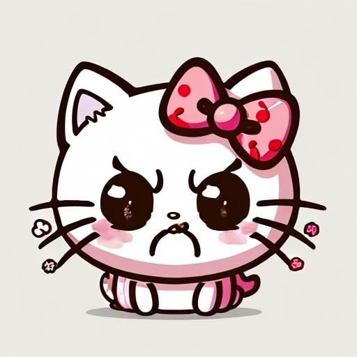 "Imagine an unusual scene where Hello Kitty is having a temp...