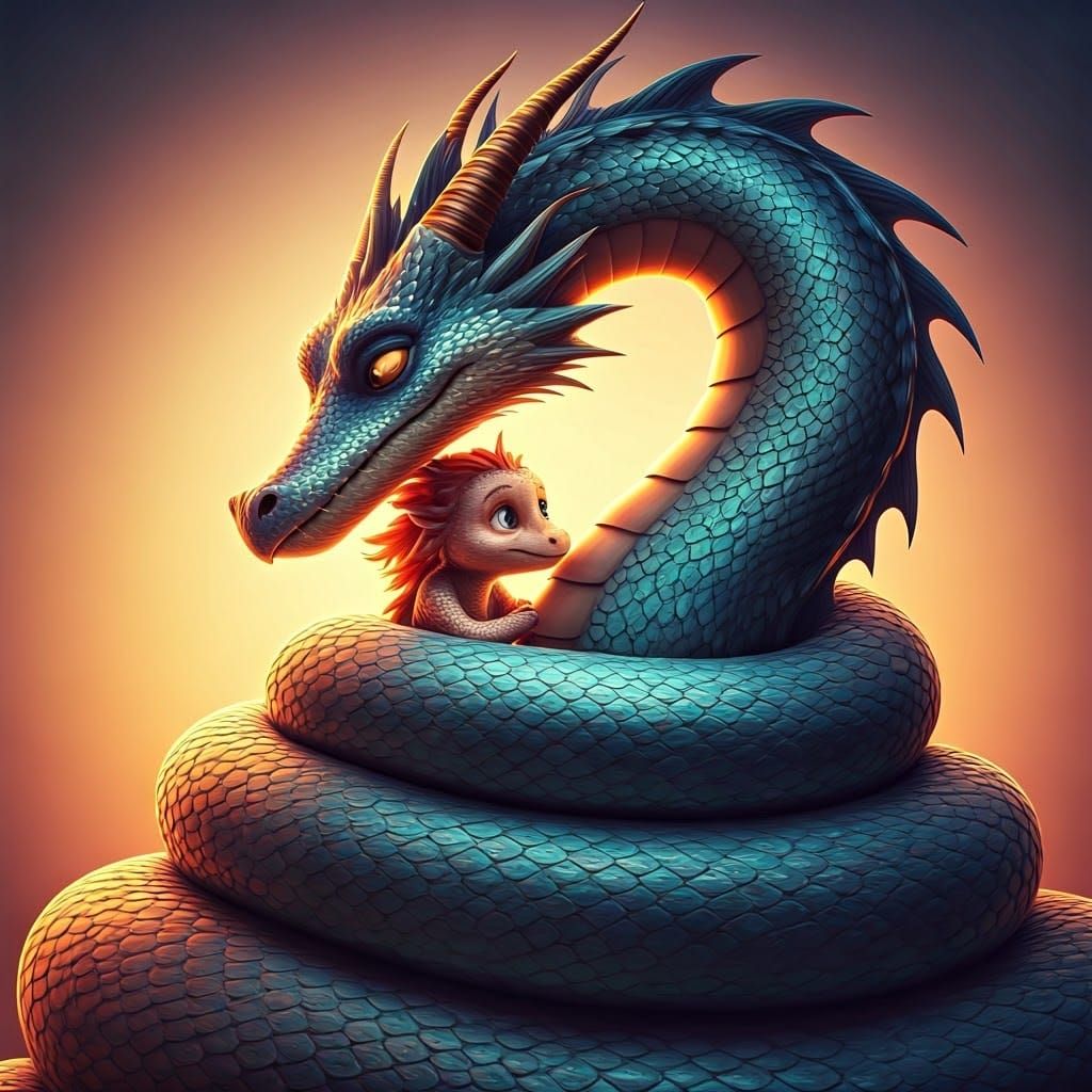 Mother Dragon Safeguards Adorable Daughter with Maternal Dev...