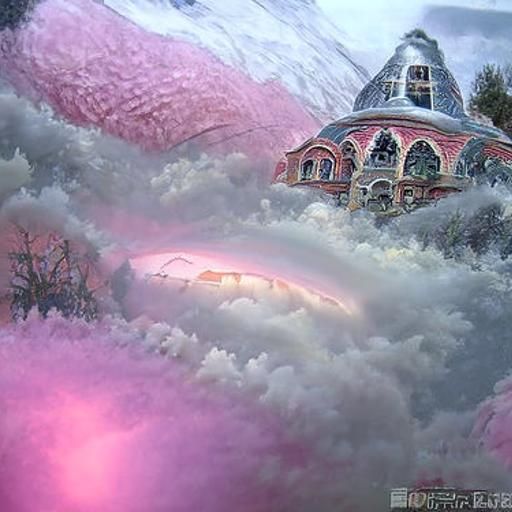 Dome Building in Pink and Grey: Ethereal Fantasy Art