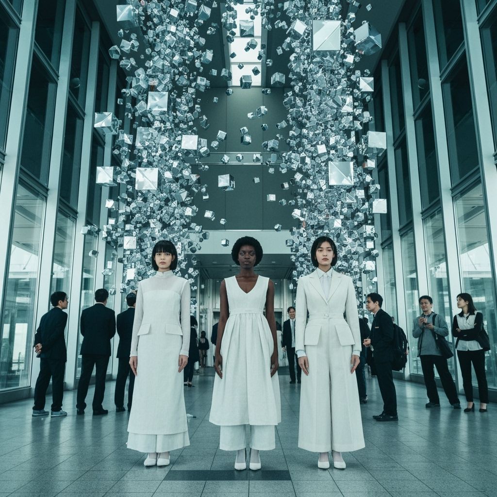 Dystopian Tokyo Tower Scene With Dissolving Figures