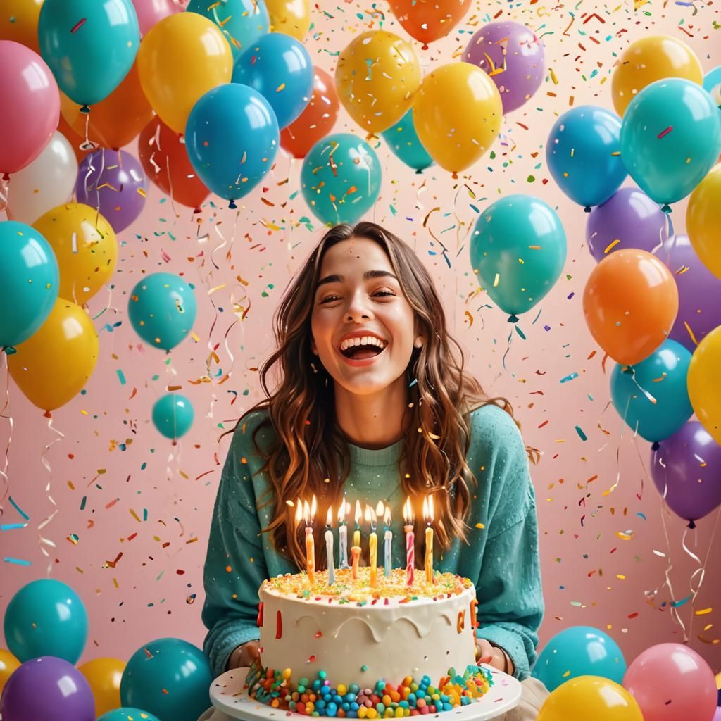 Whimsical Birthday Celebration in Vibrant Digital Art