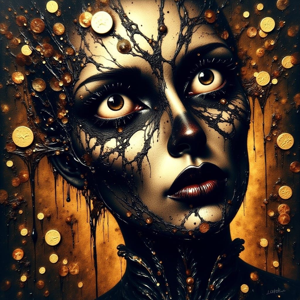 Morbid Watercolor Illustration with Pointillism and Vintage ...