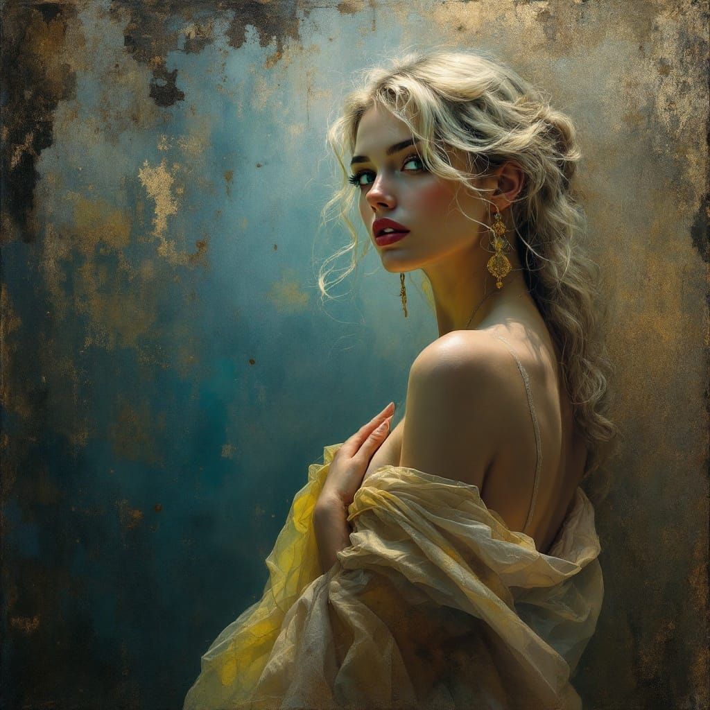 Blonde Pin-Up in Art Nouveau Style