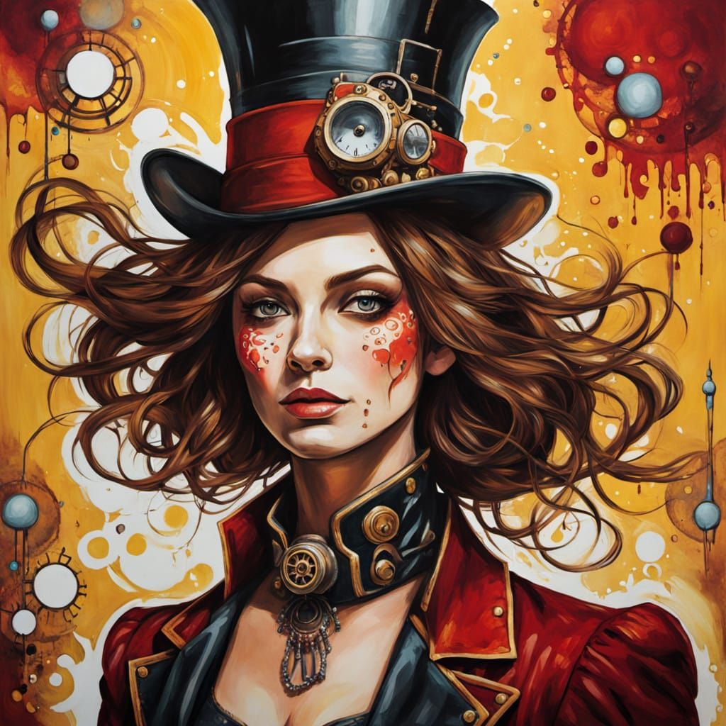 Steampunk Ringmaster in Whimsical Graffiti Art