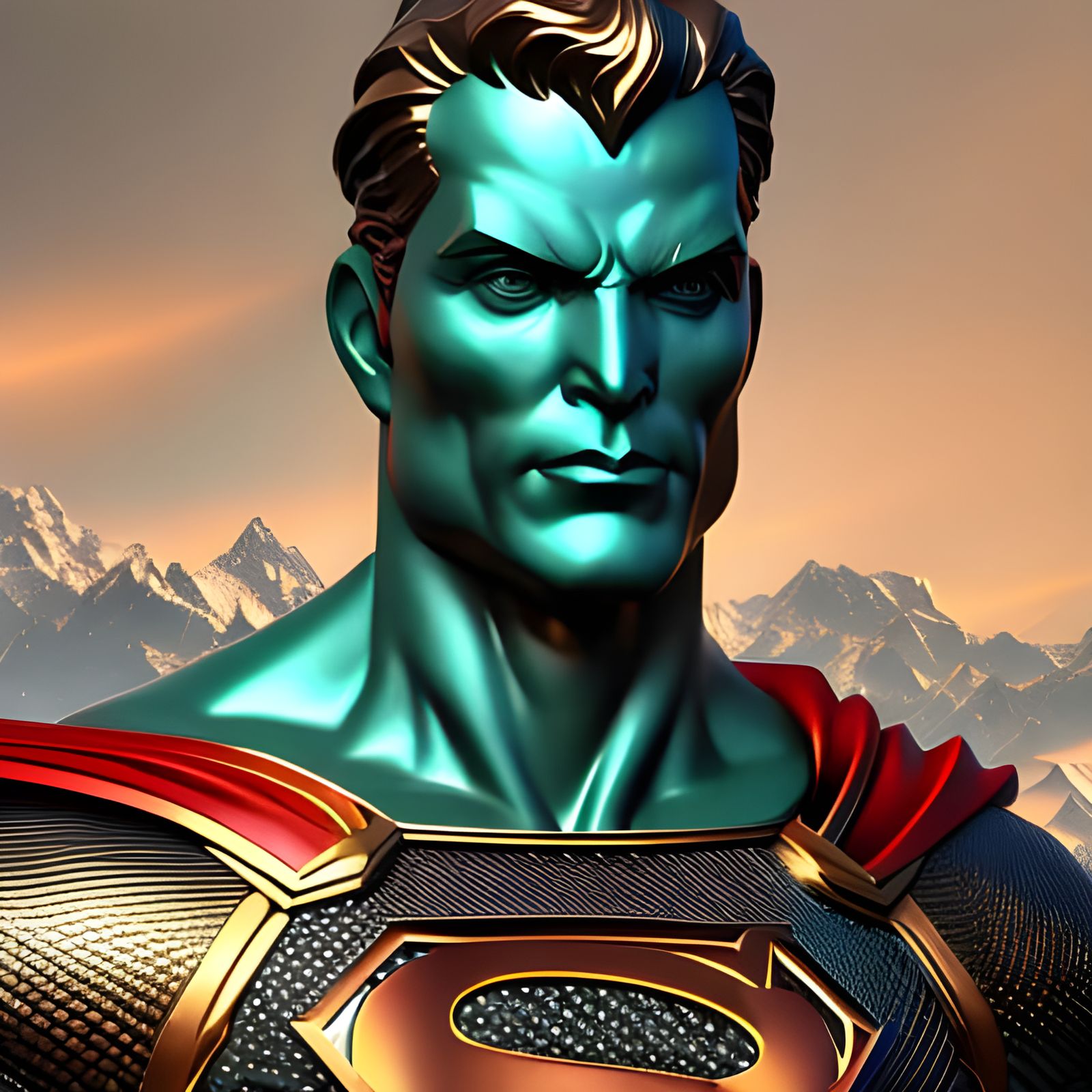 Superman Gold and Emerald 3D Sculpture