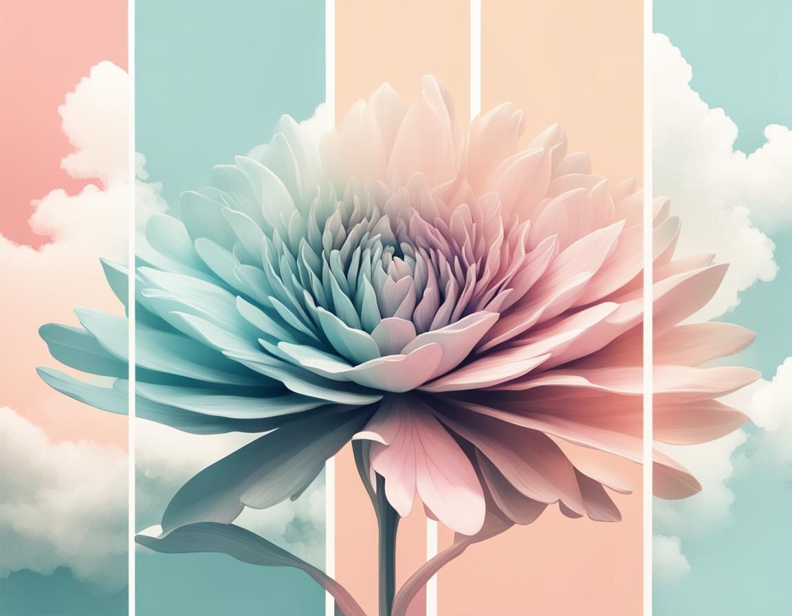 Pastel Floral Design with Liquid Metal Petals