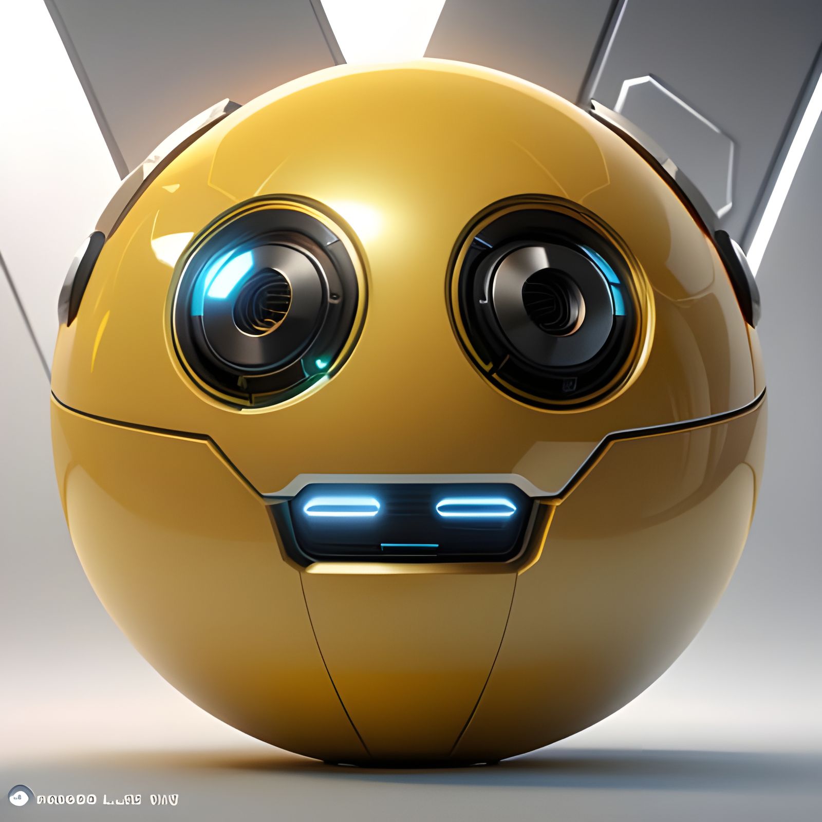 Yellow sphere with mix(artificial Intelligence robot cyberpu...