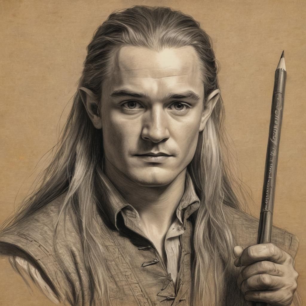Legolas's Charcoal Self-Portrait: A Contemplative Sketch