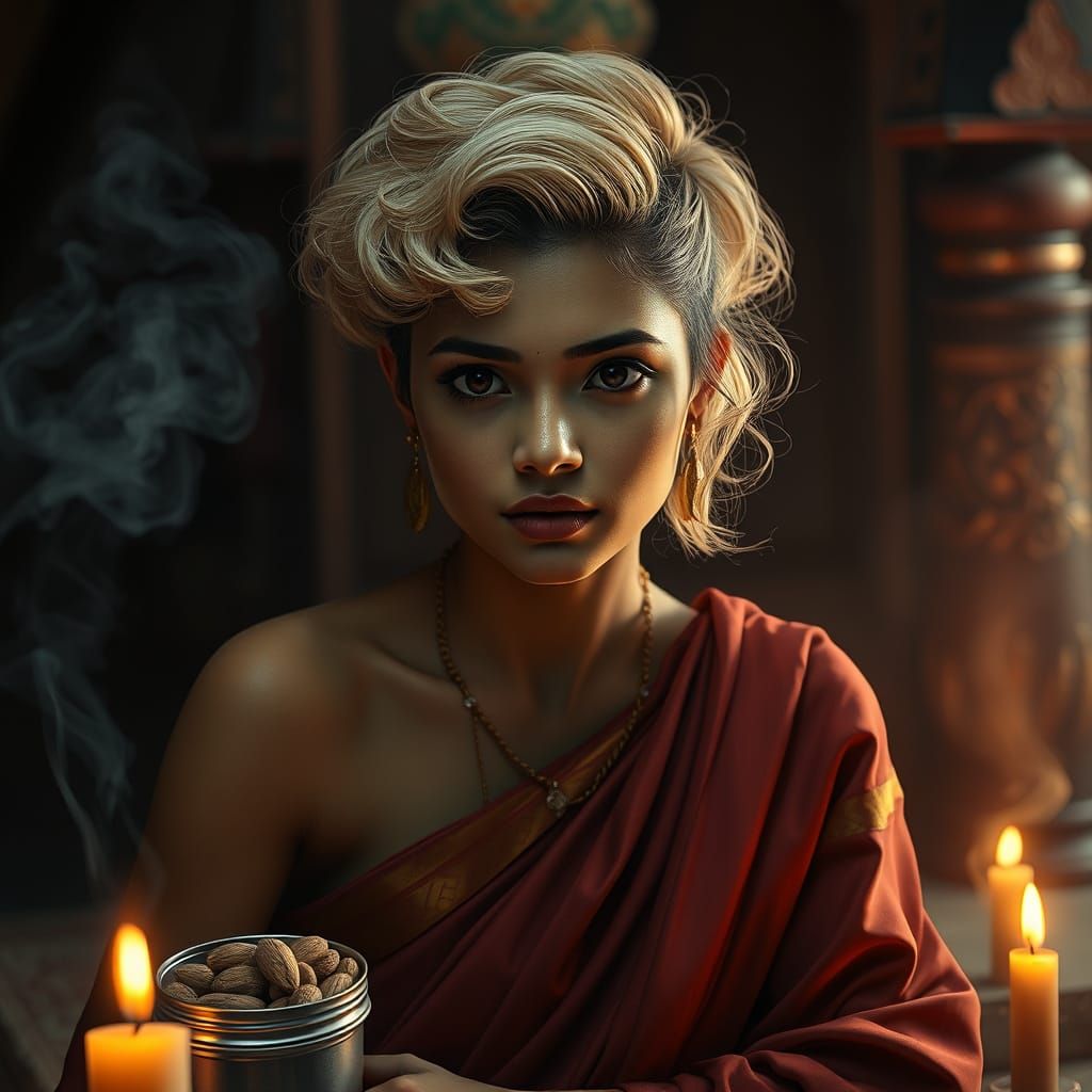 Sleek South Asian Goddess in Temple Awe