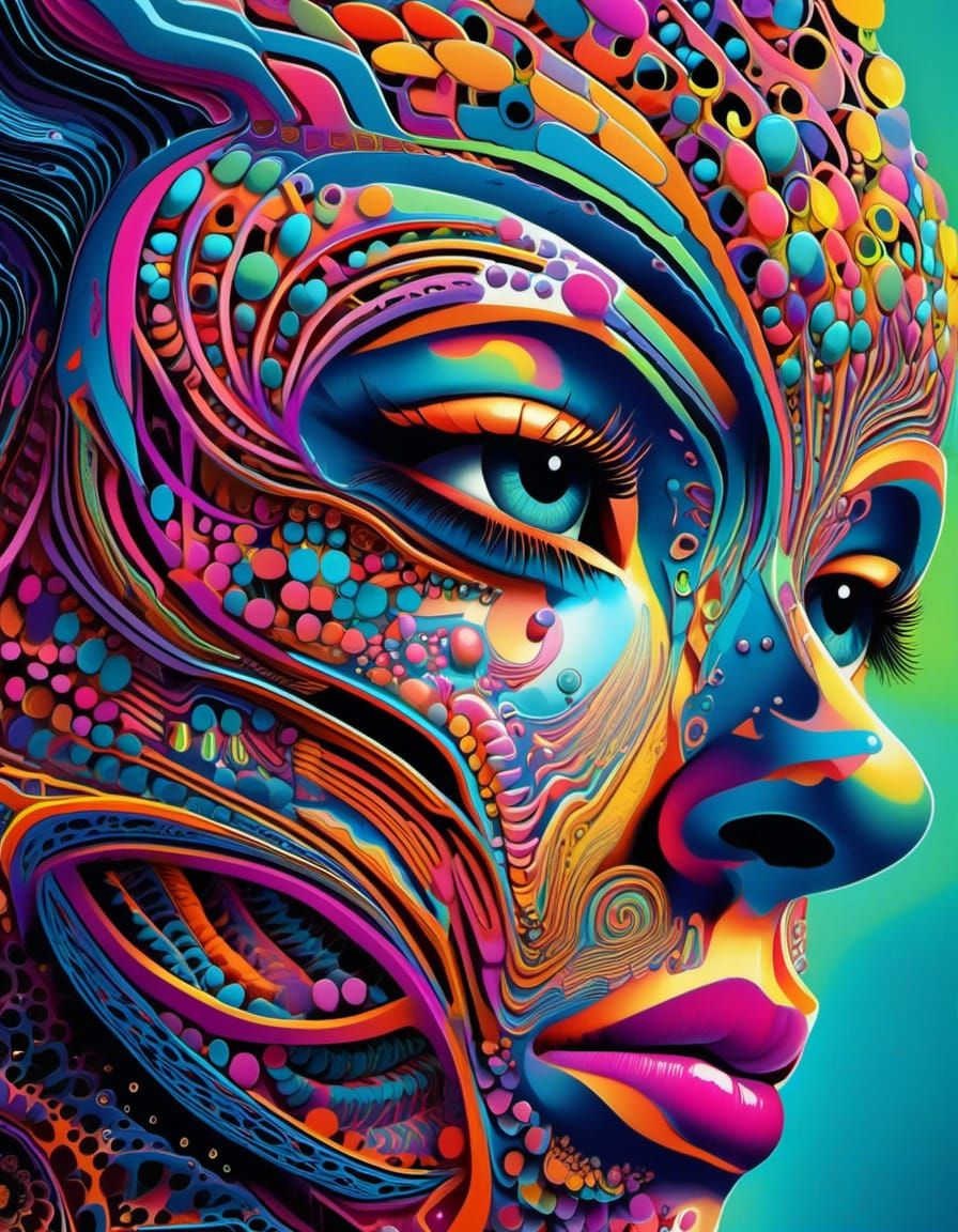 Fractal Human Silhouette with Geometric Shapes as 3D Render