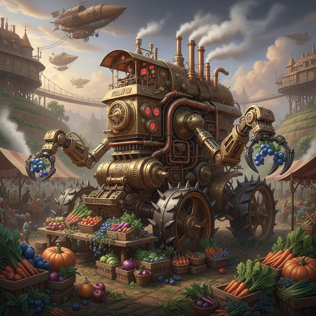 Steampunk Agricultural Machine at Farmstand