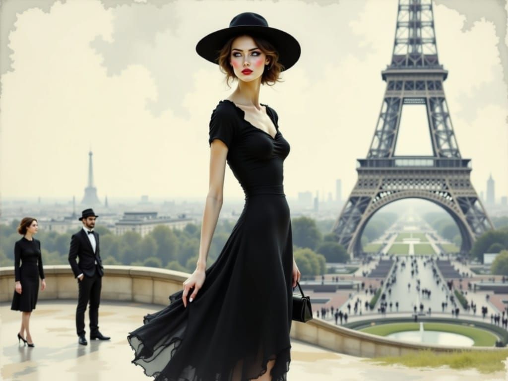Elegant Woman in Vintage Parisian Setting