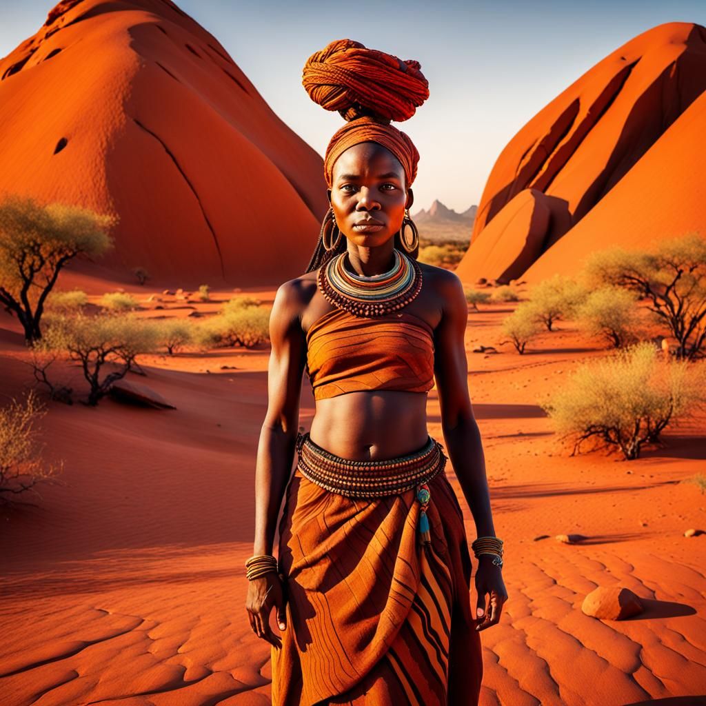 Himba Woman on Spitzkoppe Mountain: Abstract Expressionism