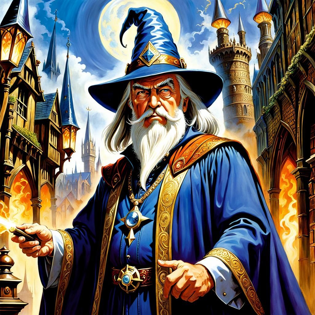 Wizard Archchancellor in Ankh-Morpork, Fantasy Cover Art