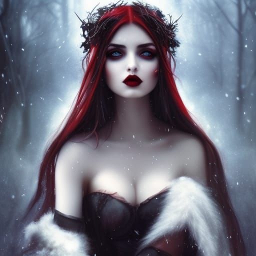 Gothic Snow Queen Portrait in Fantasy Art Style