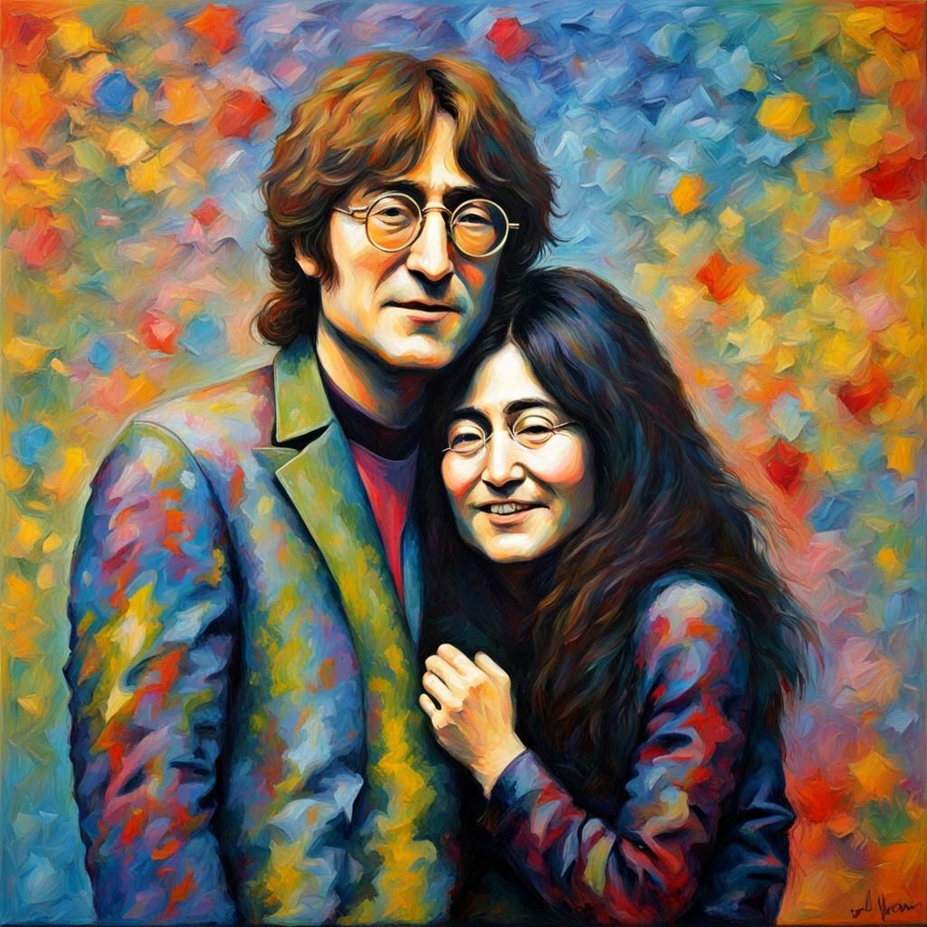 Lennon and Ono: Expressionist Oil Painting of Peace