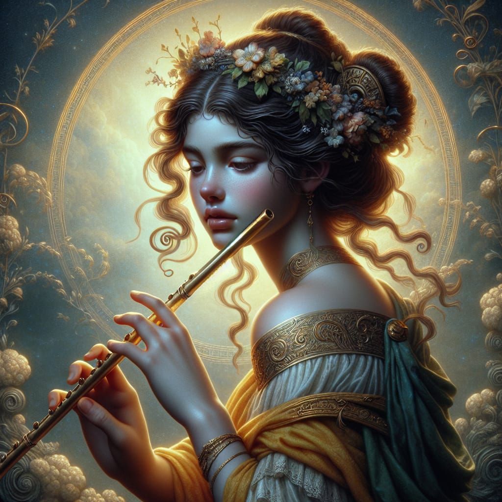 Euterpe: Greek Muse of Music in Digital Painting